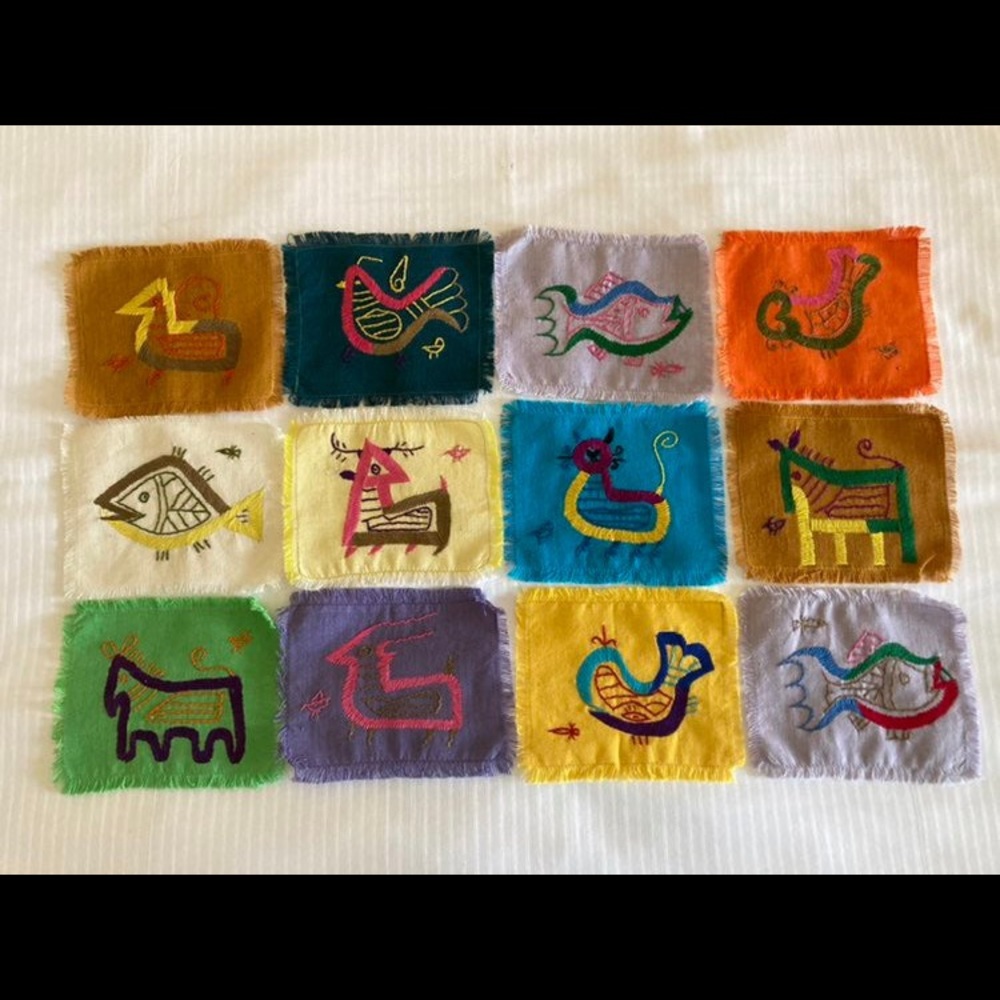 Hand embroidered cocktail napkins